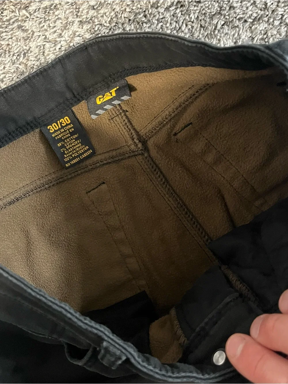 Caterpillar Black Fleece Lined Jeans - Picture 3 of 4